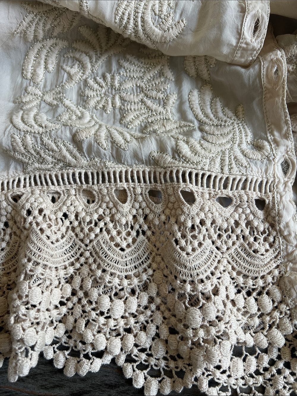Johnny Was NWT SZ M Ivory Embroidered Boho Duster Cardigan - Picture 6 of 15